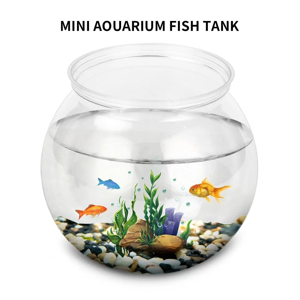 Clear Round Plastic Fish Tank Aquarium Bowl, Anti Drop Fishbowl
