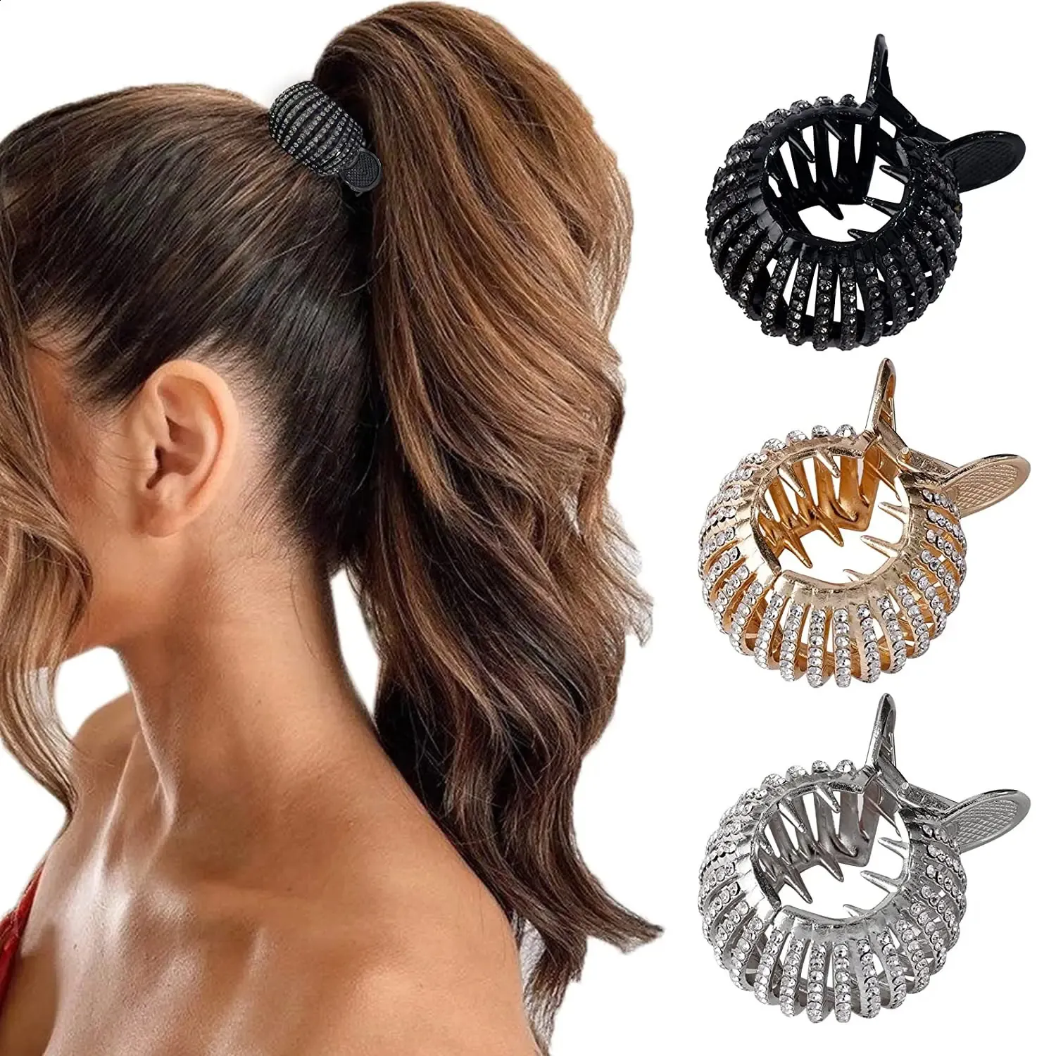 Ponytail Hairstyles With Tiny Claw Clips Pack Shiny Shark Hair