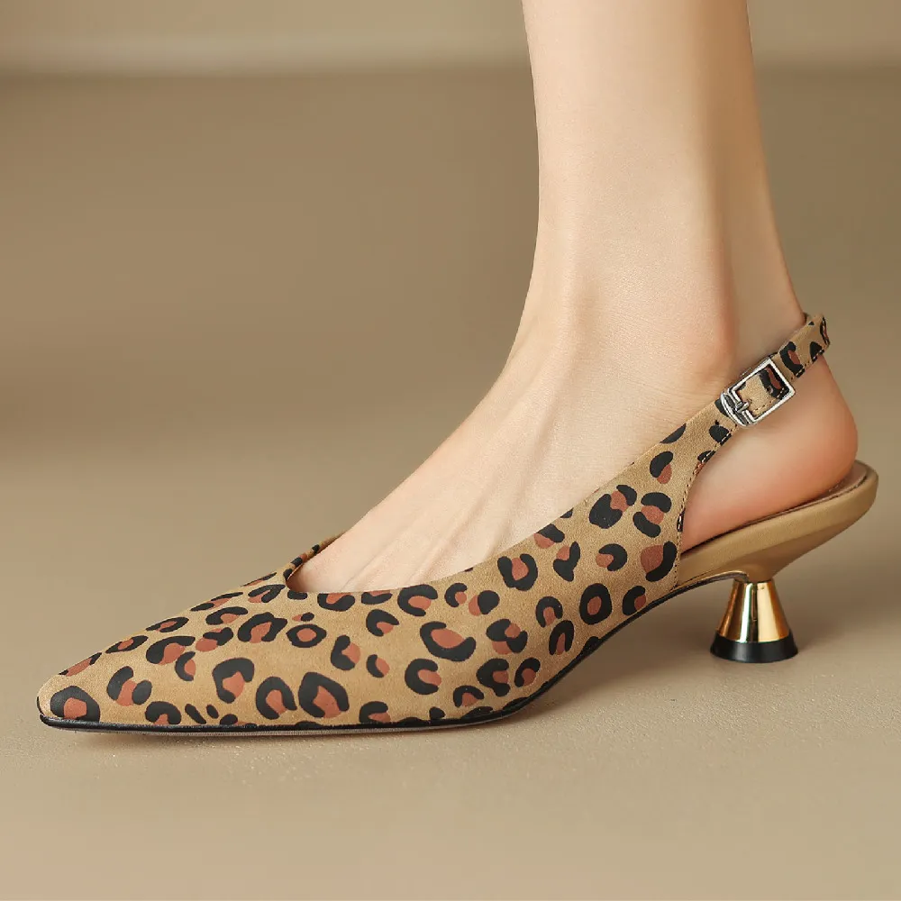 Wholesale Leopard Pumps: Elegant Suede Heeled Sandals For Women