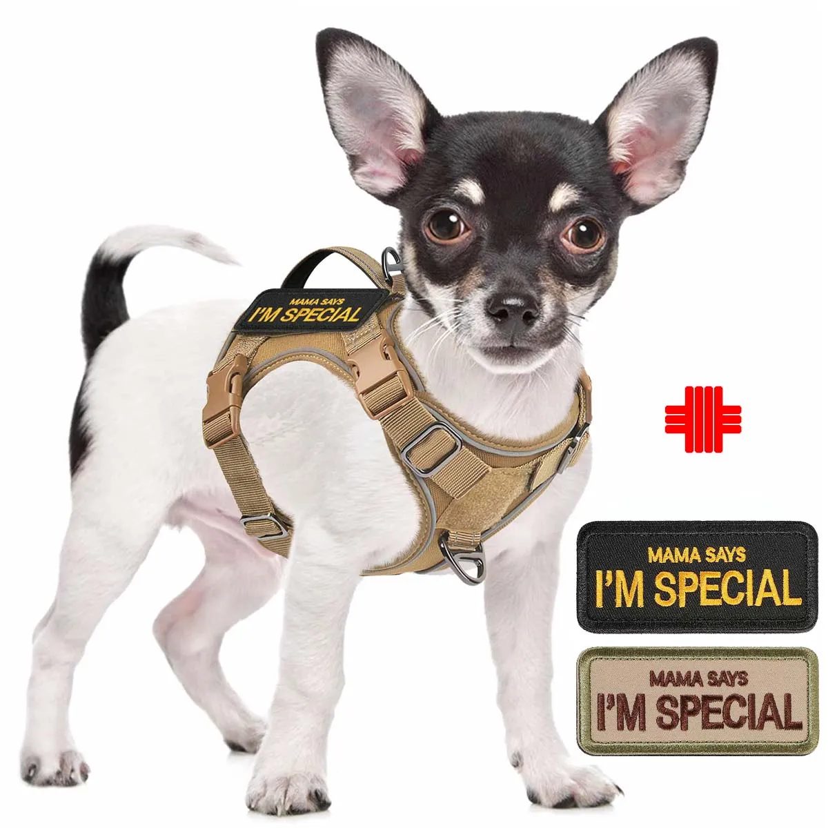 Tactical Dog Harness for Small Breeds Military-Style Service Dog Vest  with Handle Reflective Straps for Outdoor Training