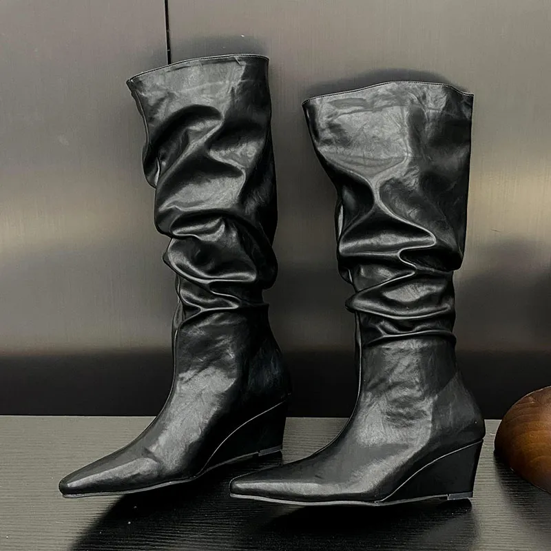 Designer wedge boots best sale
