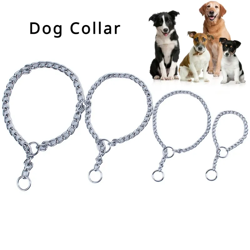 DHgate Pet Stainless Steel Dog Collar Luxury Link Chain Leash Necklace for Small Medium Large Dogs Pet Supplies
