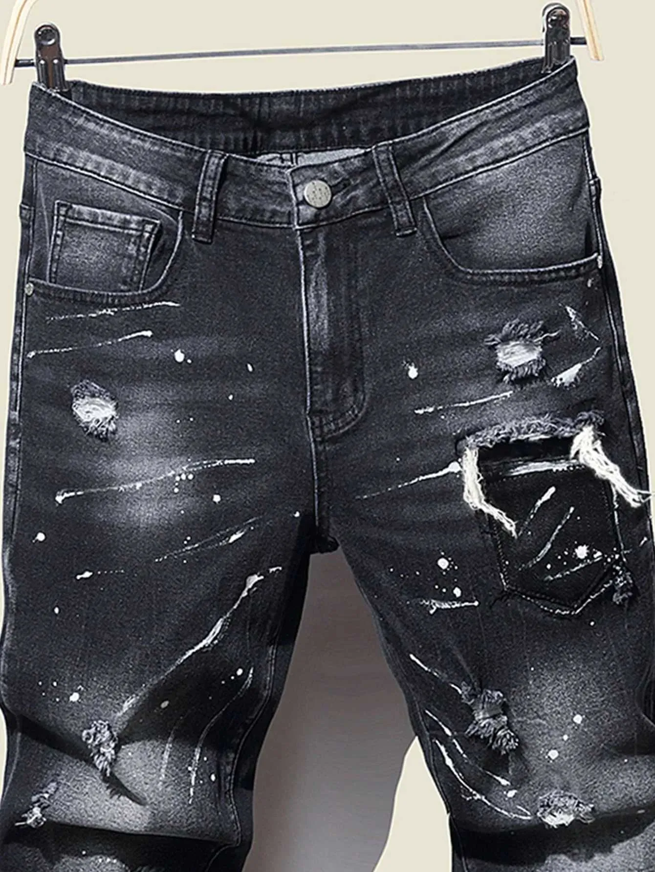 Pantalones De Salpicaduras De Pintura Casual Para Hombres: Algodón