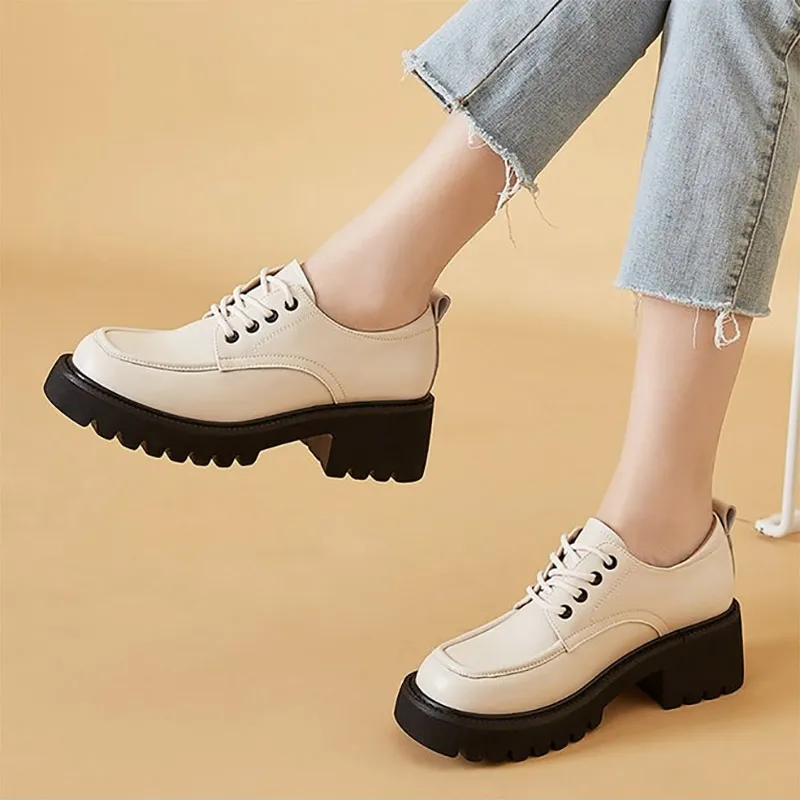 Wholesale Oxford Shoes For Women Lace Up Leather Pumps With Platform Heels For 2024 At Only 15.77 DHgate.Com