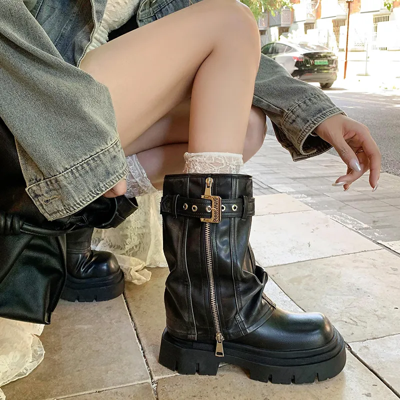 Fold Over Lace Up Boots Mens Low Heel Fold Over Padded Cuff