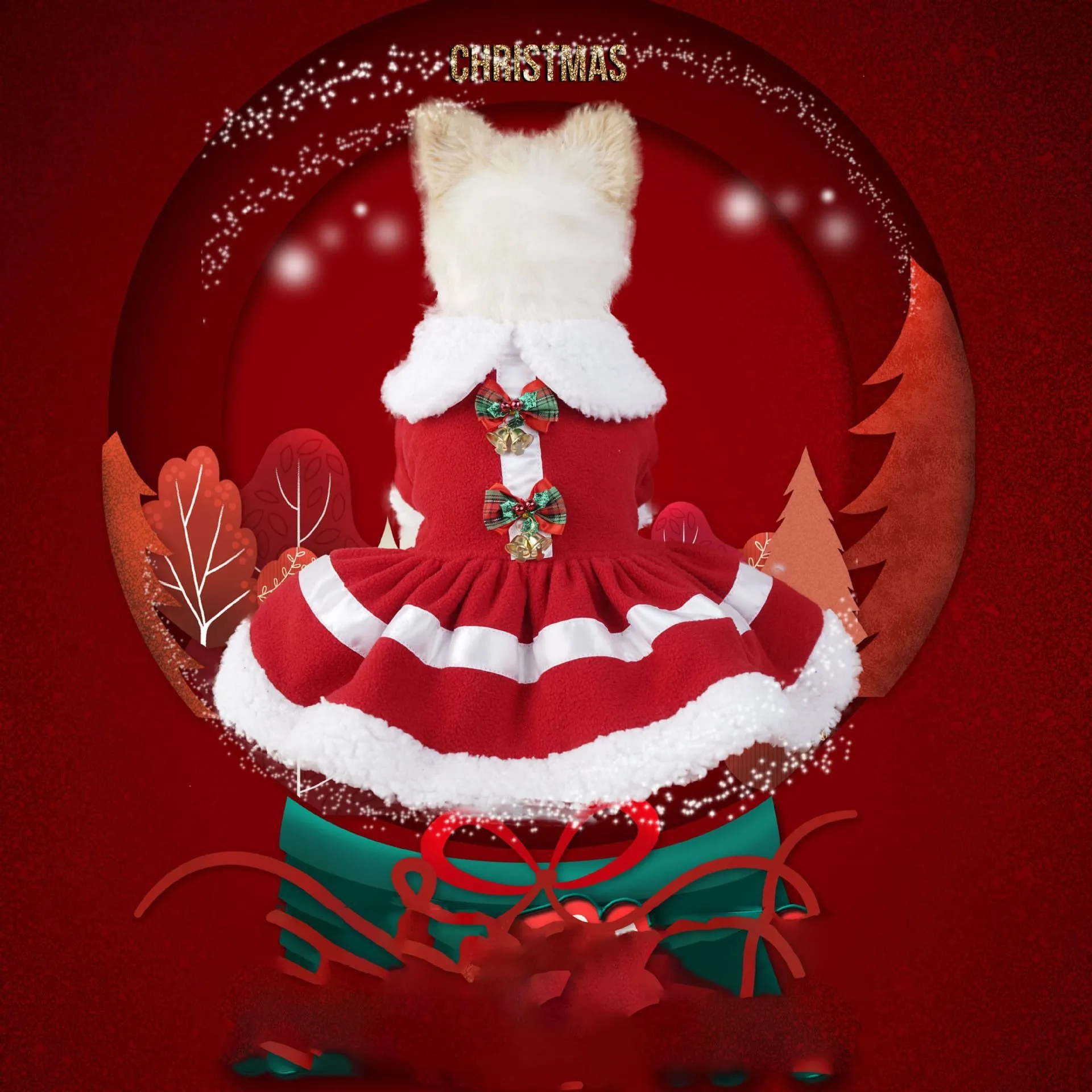white christmas dresses Parisian Pet 'Mrs. Claus Dress' Dog & Cat Shirt – Holiday Pet Apparel