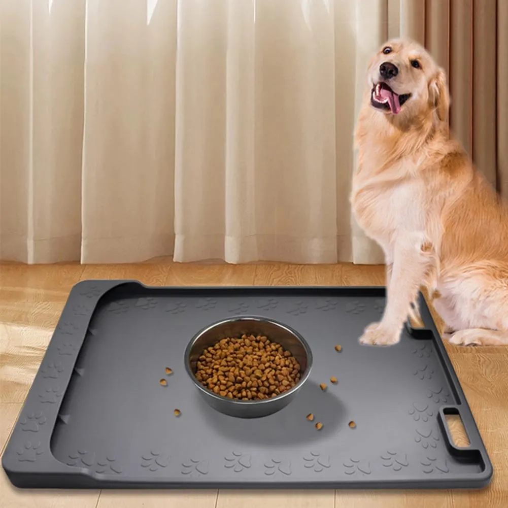 Non-Slip Silicone Pet Mat with Raised Edges for Food Water, Durable  Placemat for Dogs Cats, Easy to Clean, Spill-Proof