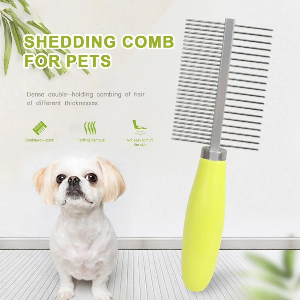 2 Pack Stainless Steel Flea Comb For Dogs & Cats - Short Teeth With Release Button For Flea Removal & Grooming