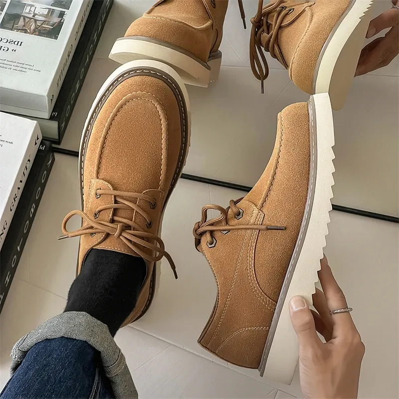 Bulk 639b Mens Cow Suede Oxford Shoes Thick Spring Sole  display picture 1