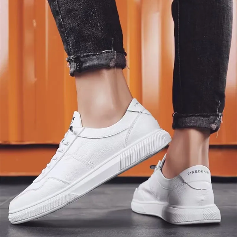 Bulk Mens Breathable Shoes Lightweight White Lace Up Sneakers For - Main Image