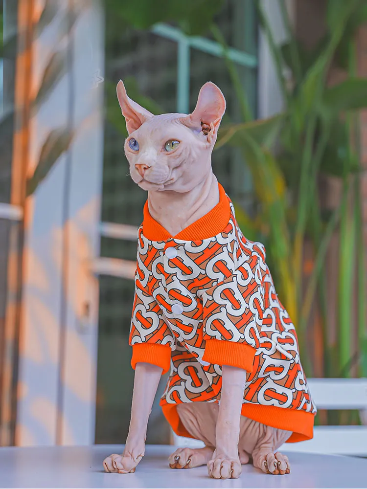 Winter Hairless Orange And White Cat Jacket For Kittens Sophynx Cotton Baseball Uniform In Devon Rex Orange Cartoon Coat From Dh911914004 10.3 DHgate.Com