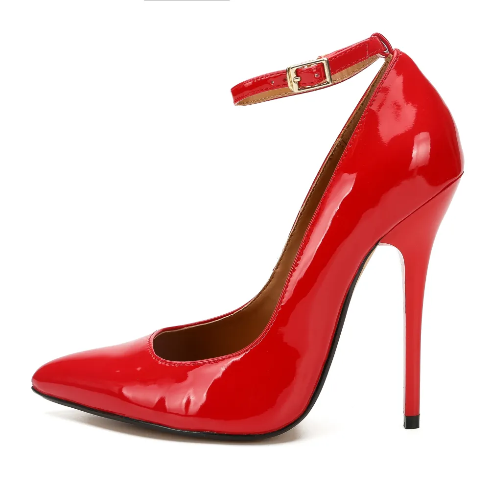 Pointed Toe Ankle Strap Stiletto Heels: Sexy Inch Heels, Plus