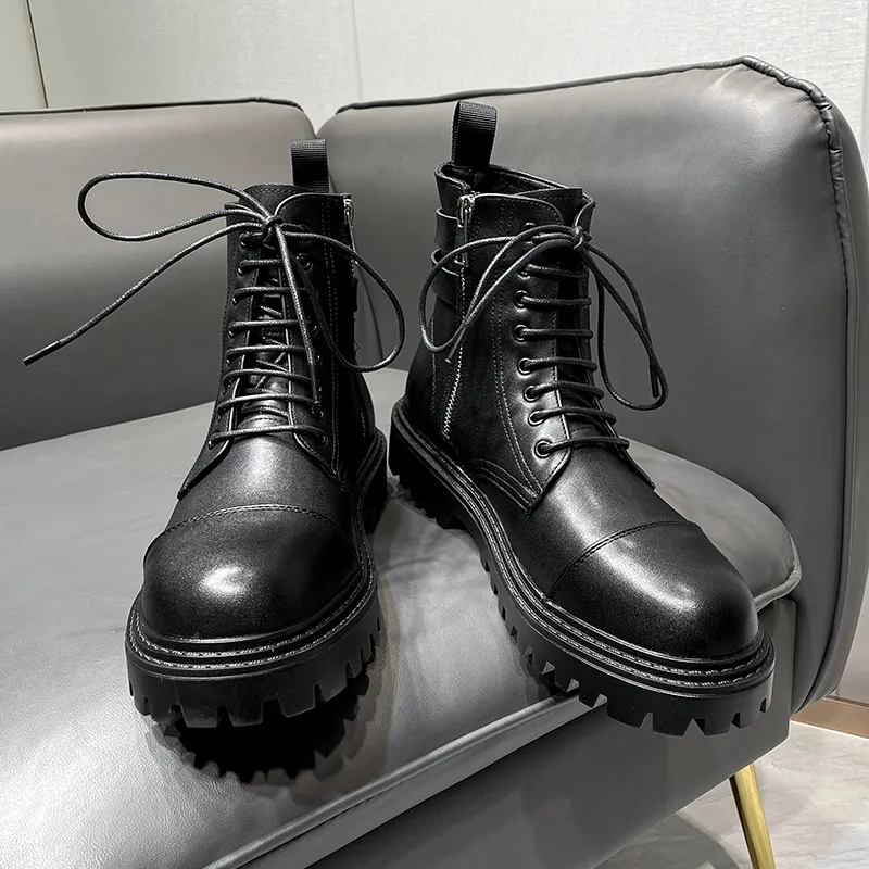 Men's Fashion Designer Winter Leather Punk Ankle Boots Flat Heel Lace-Up Dress  Shoes from Dhgate Boots - price 183.31