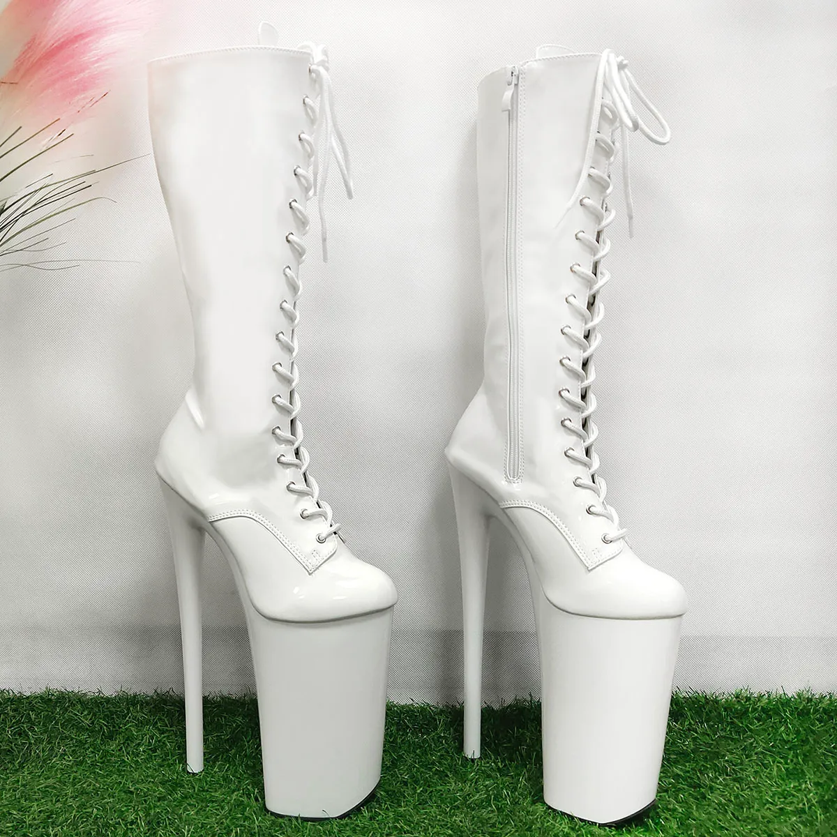 White Open Toe Platform Thigh High Boots Exotic Pole Dance Crossdress  Shoes Shop Now!