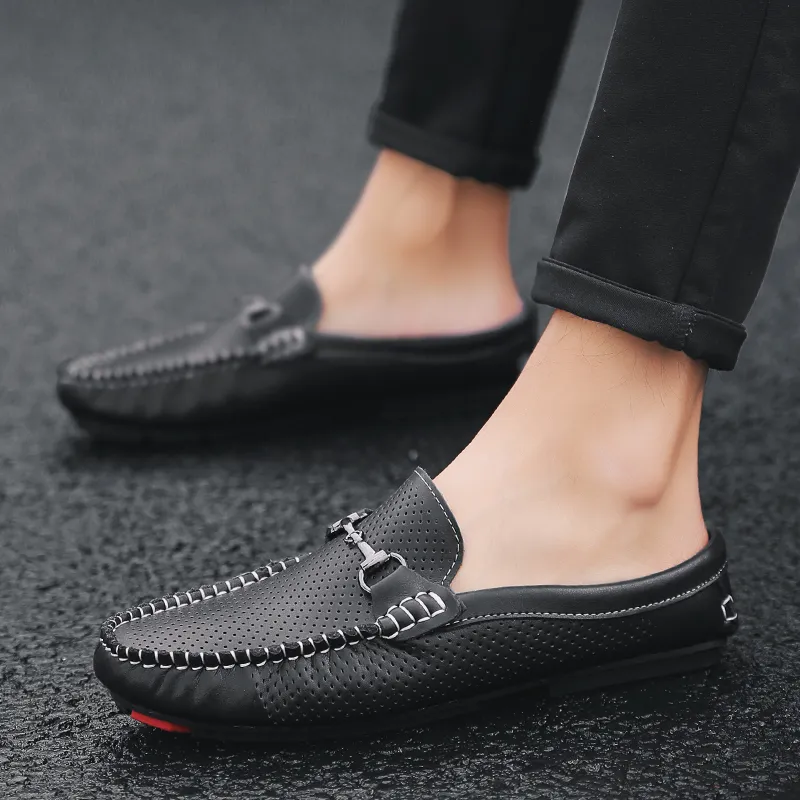 Breathable Leather Half Shoes for Men - Comfy, Lightweight  display picture 2