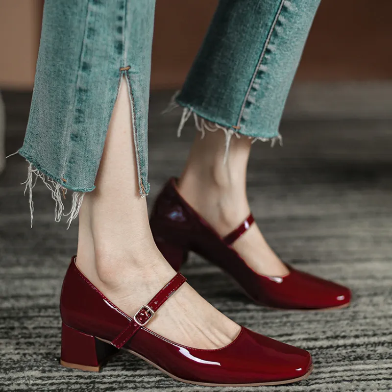 【THEAIRTOWN】season marryjane shoes★ 2023 New Retro Square Toe Mary Jane mary jane shoes with