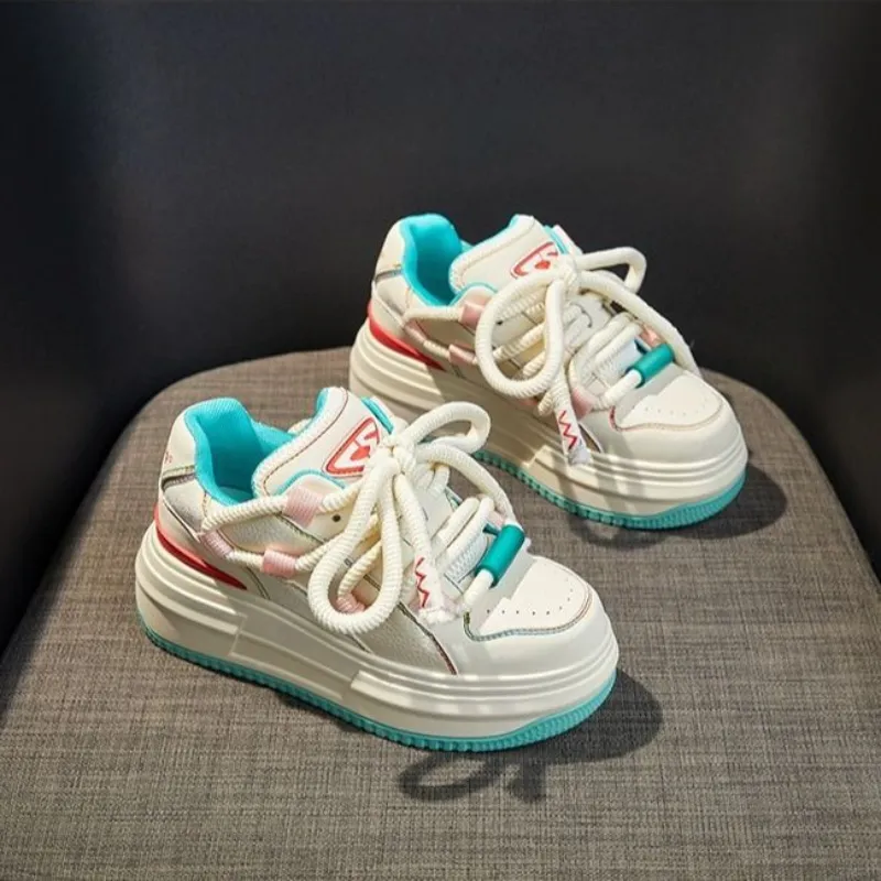 Womens Colorblock Platform Sneakers - Lace-Up, Anti-Slip