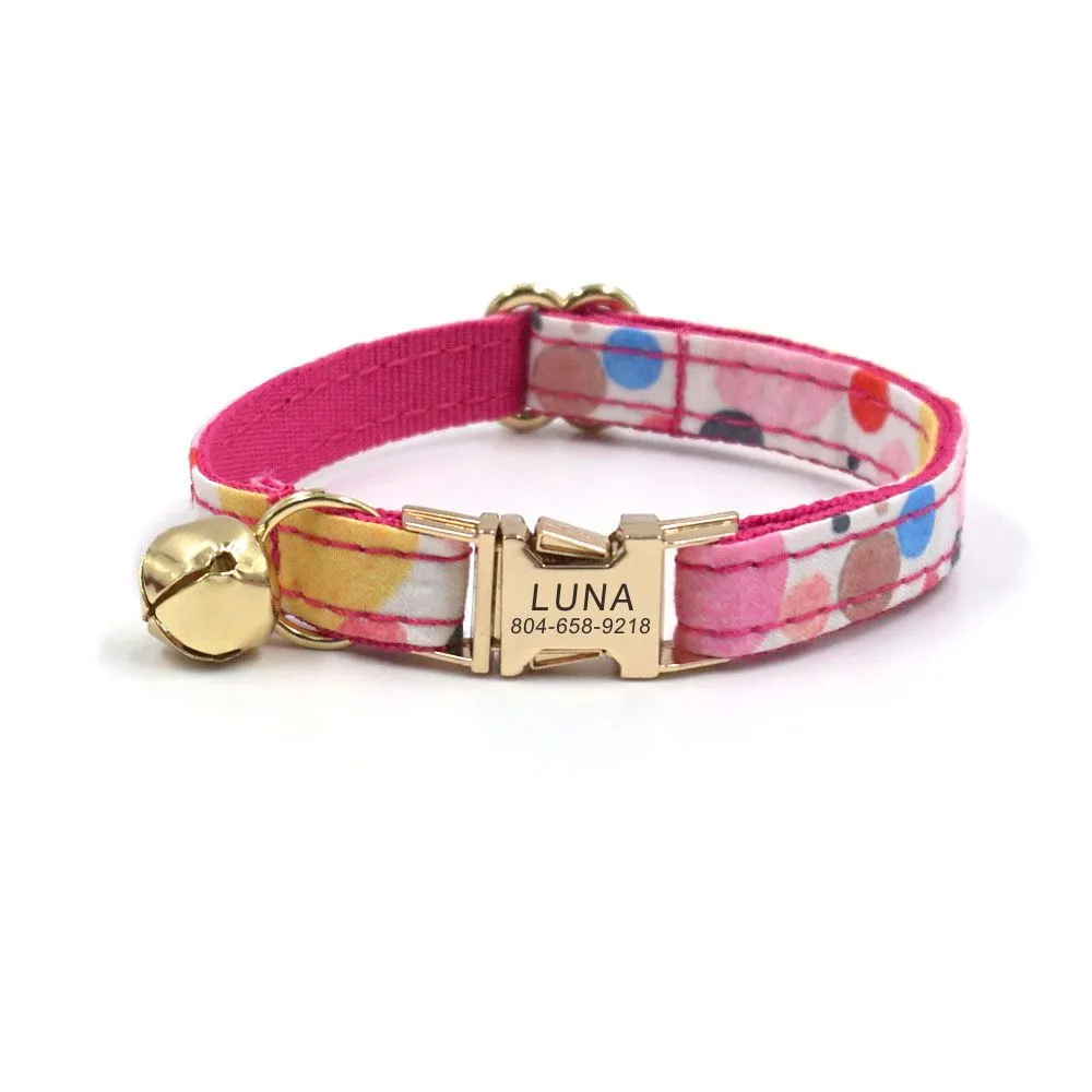 2 Pack Reflective Breakaway Cat Collars With Personalized Name Plate & Bell - Safety Collars For Cats