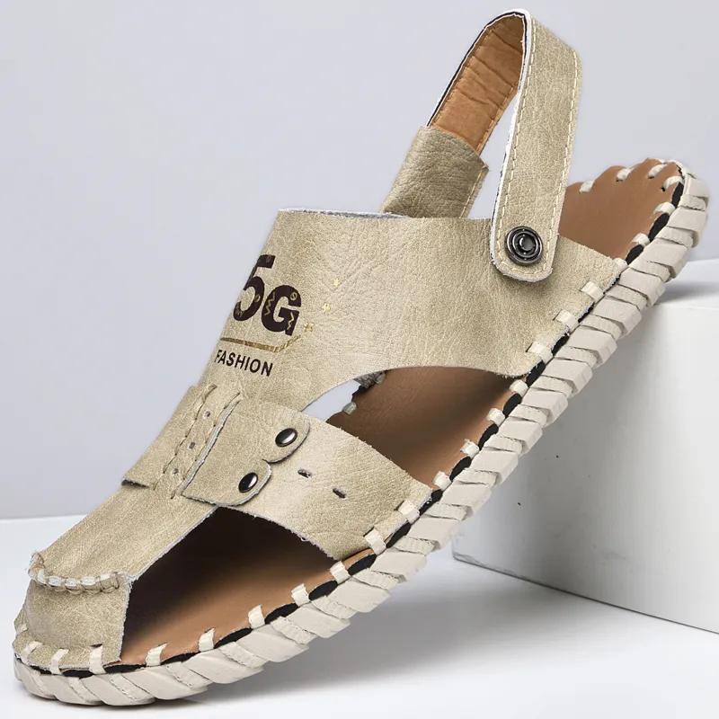 Bulk Mens Beach Sandals Outdoor Genuine Leather Casual Shoes 
