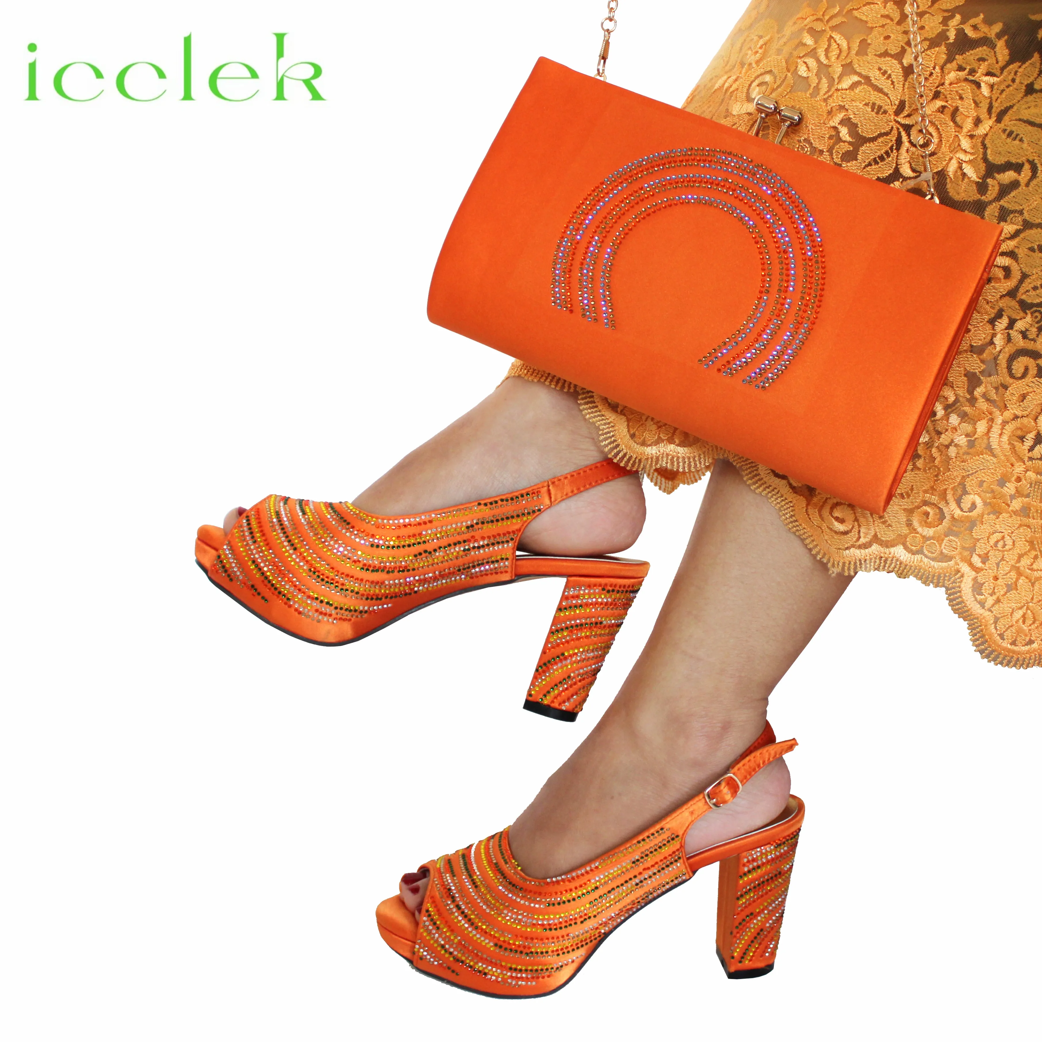 Orange Platform Wedding Sandals Matching Bag Set Shop Now! Premium  Quality Bridal Pumps