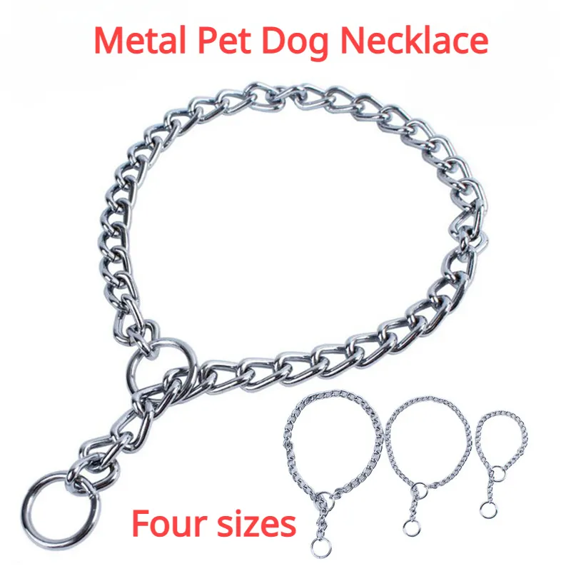 DHgate Pet Stainless Steel Dog Collar Luxury Link Chain Leash Necklace for Small Medium Large Dogs Pet Supplies