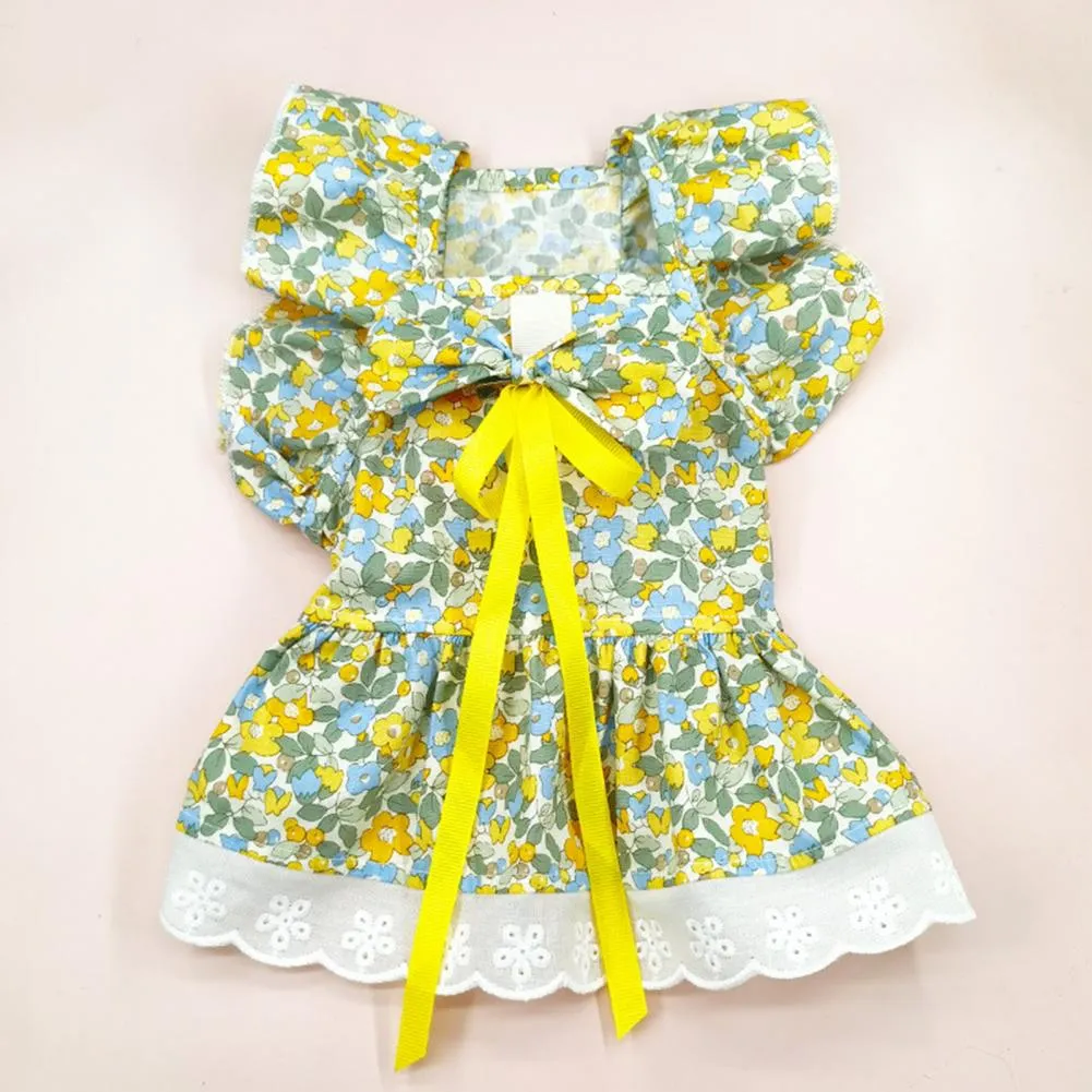 Flower Print Cat Dress With Sleeves Fiber Pet... From Dhgate_yellowapp_1,  $14.57 | DHgate.Com