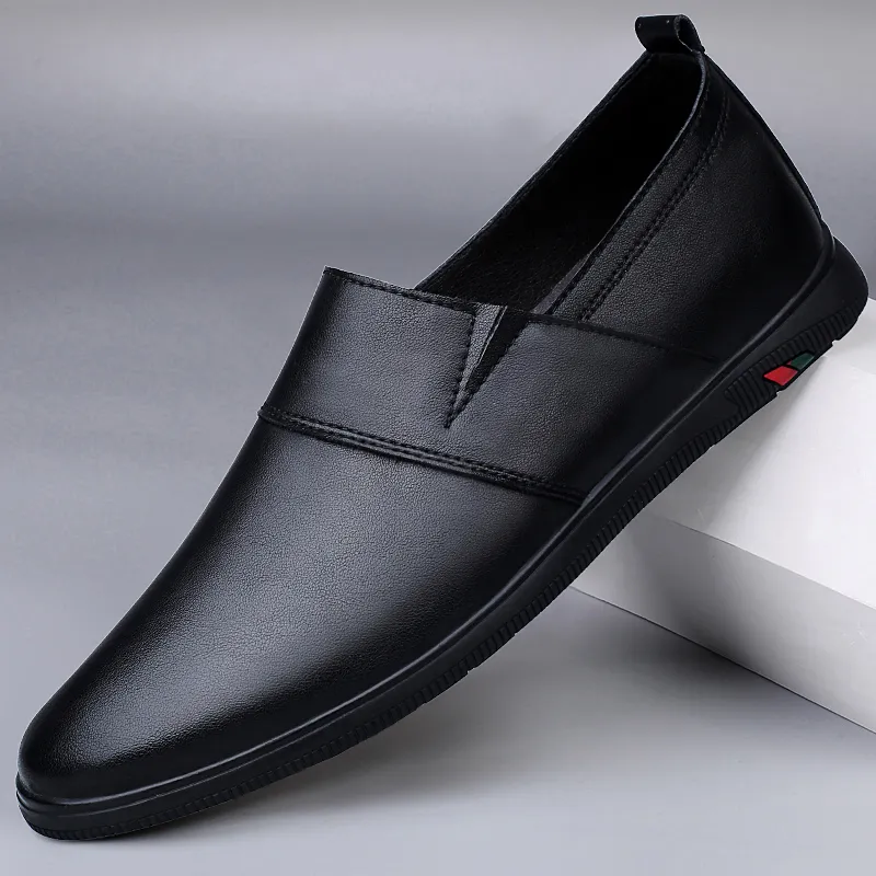 Men's Genuine Leather Slip-On Driving Shoes: Soft Comfortable Business  Casual Moccasins for Office Everyday Wear - Main Image