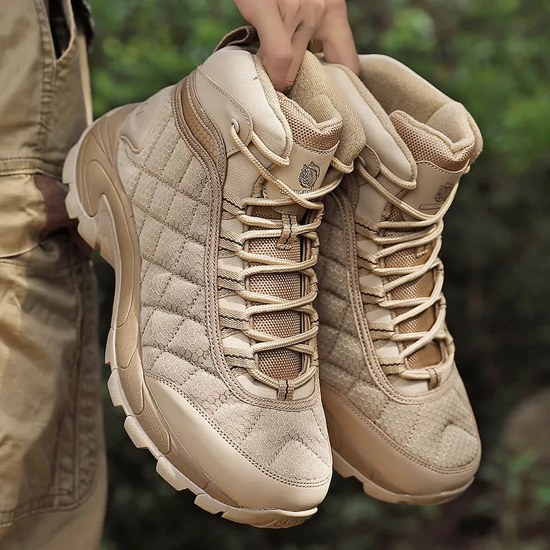 Snowproof Trekking Boots: Mens Thick Sole Mountaineering Sneakers