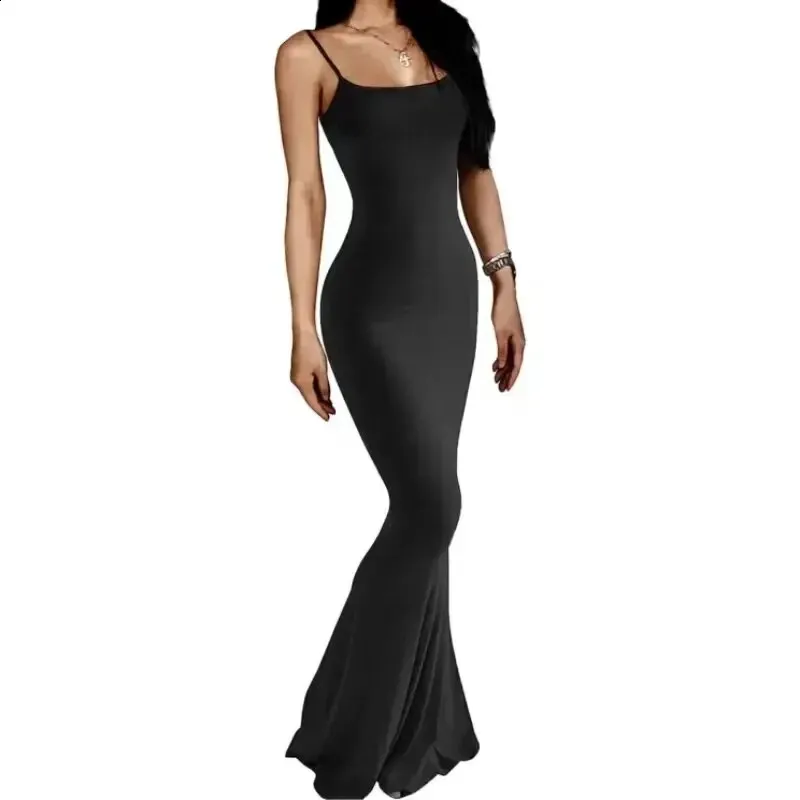Sexy Fishtail Backless Maxi Dress with High Elasticity and Butt Lift for Summer Casual Wear - Sleeveless and Long Suspender Skirt (240913)