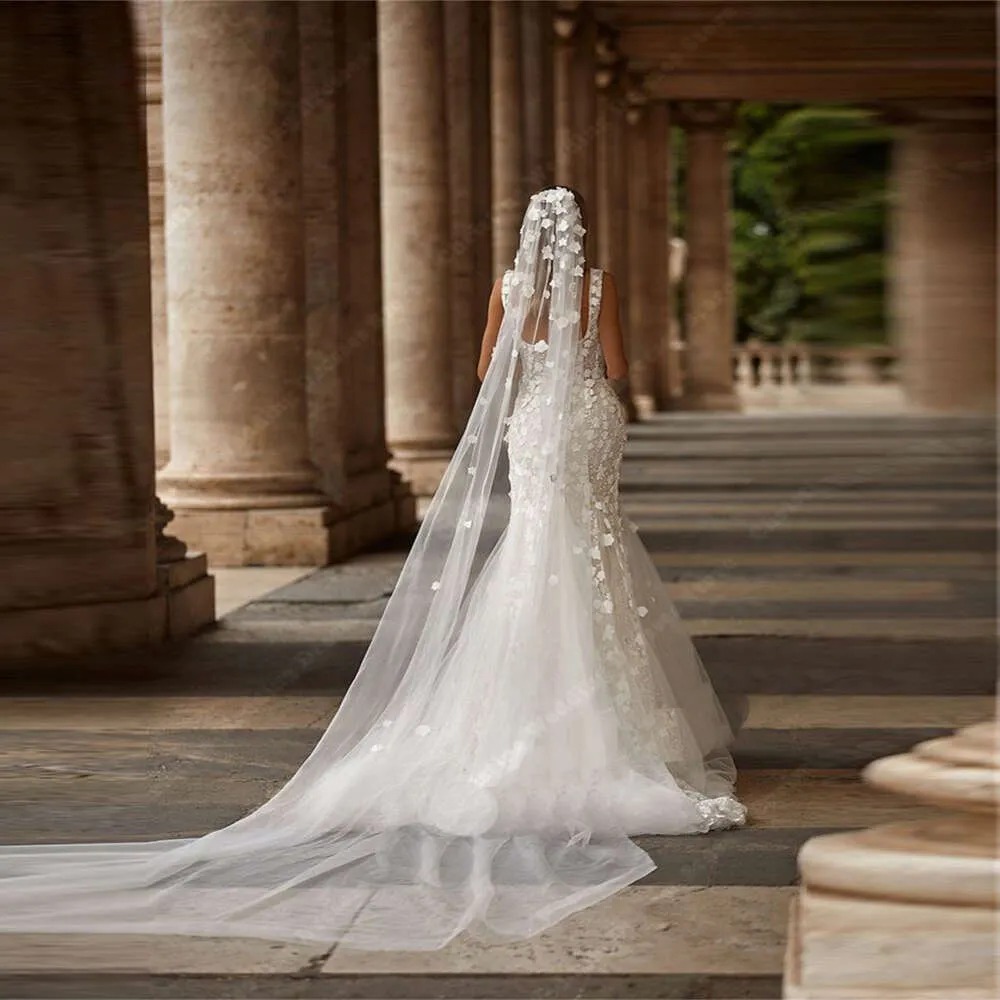 backless tulle wedding dress White A-Line Lace Wedding Dress with Slit - Backless Bridal Gown