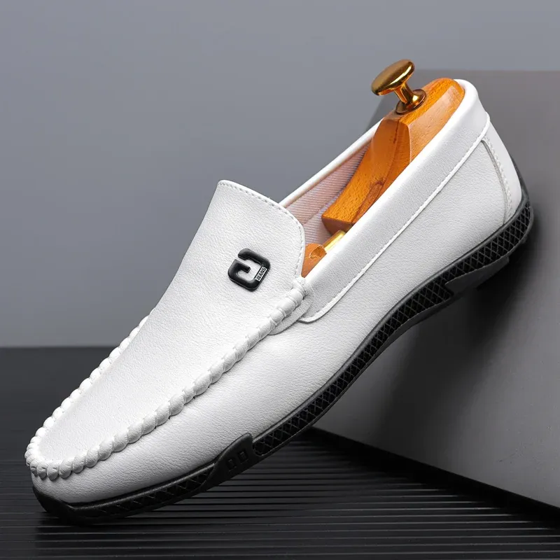 Canvas Shoes Mens White Loafers Size 14 Men's White Black Leather