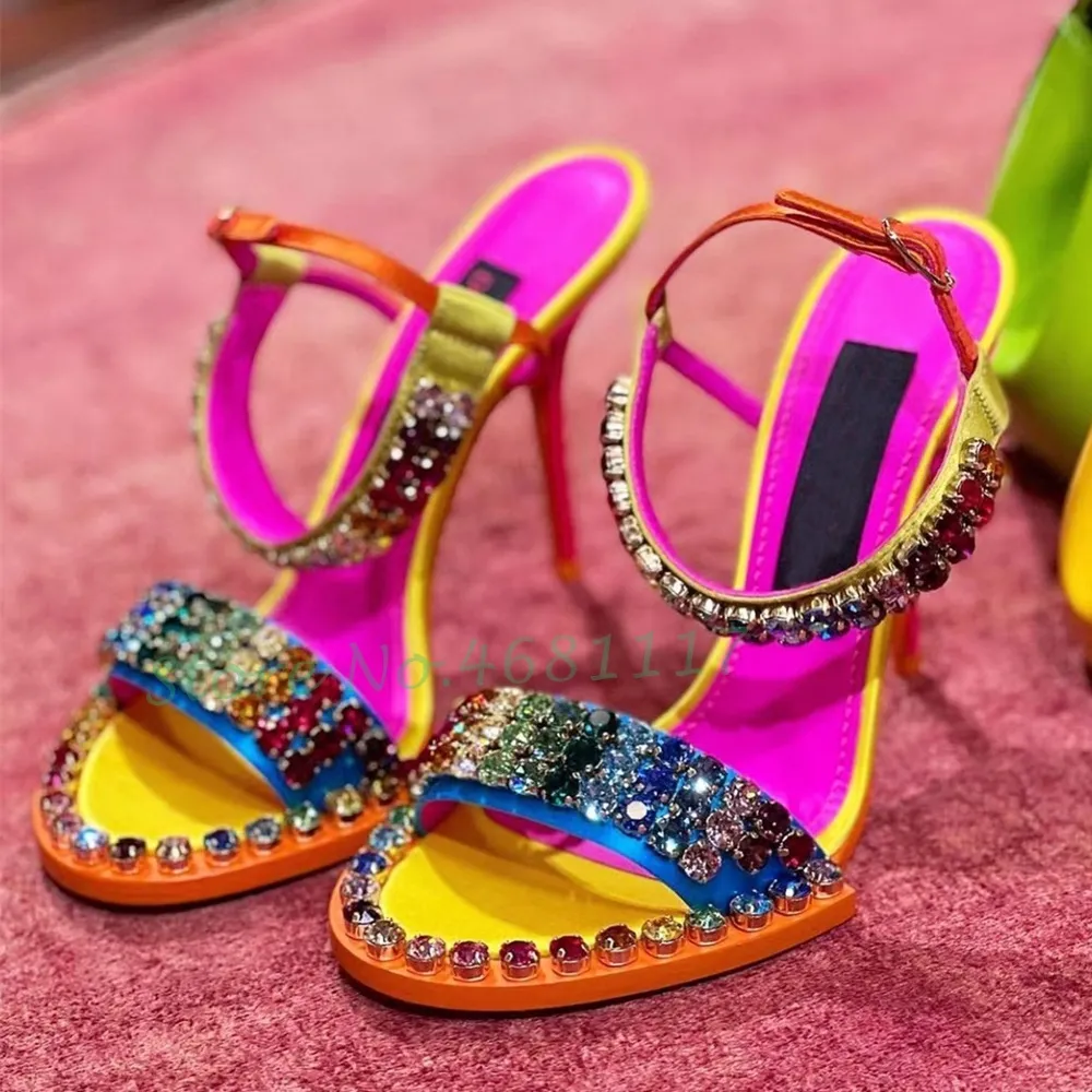 Sparkling Diamond Heeled Sandals: Trending Bohemian Evening Shoes Shop  Now!
