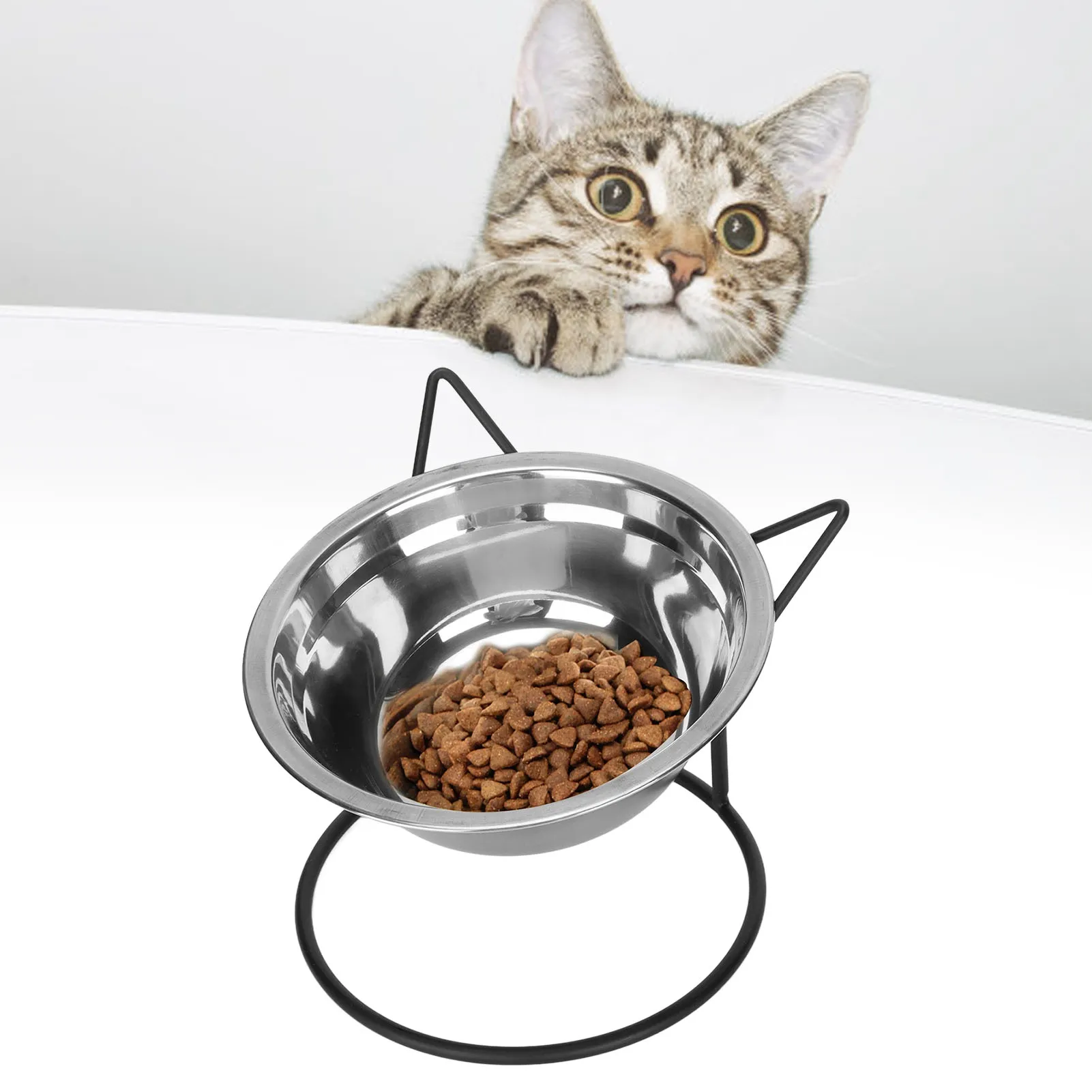 Stainless Steel Raised Pet Bowls With Stand For Cats And Dogs