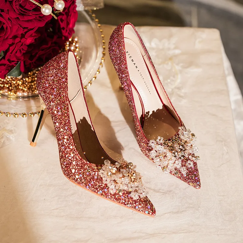 red bridal high heels