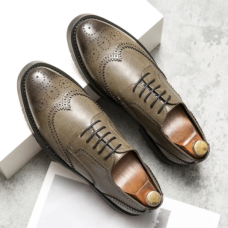 fitted lace wedding dress Mens Vintage Style Oxford Cap Toe Dress Shoe in Antique Brown 11.5W / Brown main image 0