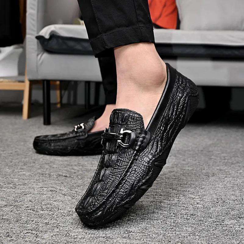 Loafers Crocodile Men's Shoes Mens Loafers Croc Effect