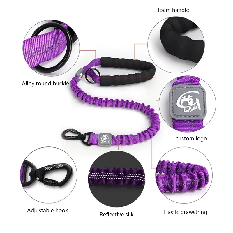 Bungee Dog Leash With Shock Absorption And Padded Handle For Dogs_voghion.com