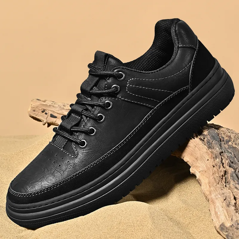 Mens Leather Casual Sneakers Handmade, Non-Slip, Comfortable