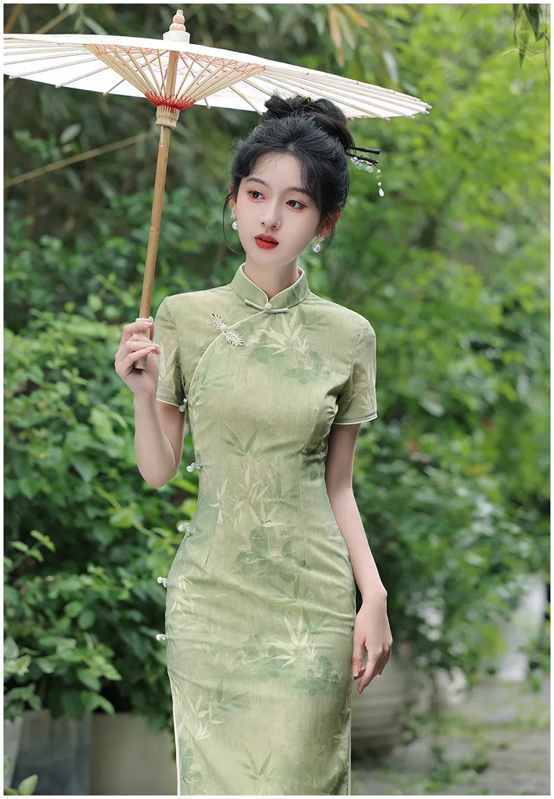 green emerald velvet dress Amazon.com: Womens Chinese Dress main image 0