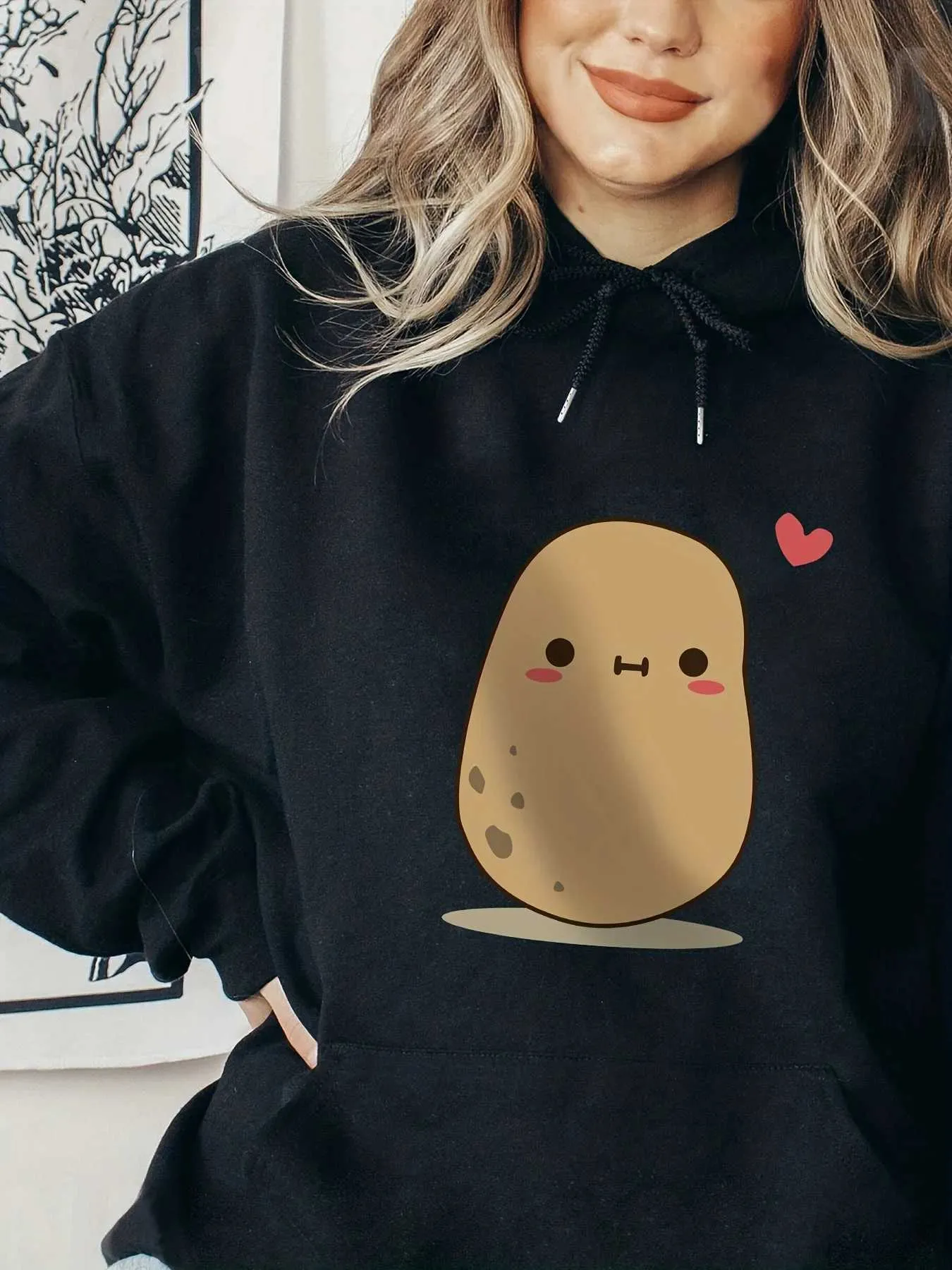 Cute And Comfortable Potato Print Womens Hoodie Harajuku Style S XXL Cute Sweatshirts For Women For Autumn Streetwear W240914 From Katcho 13.1 DHgate.Com