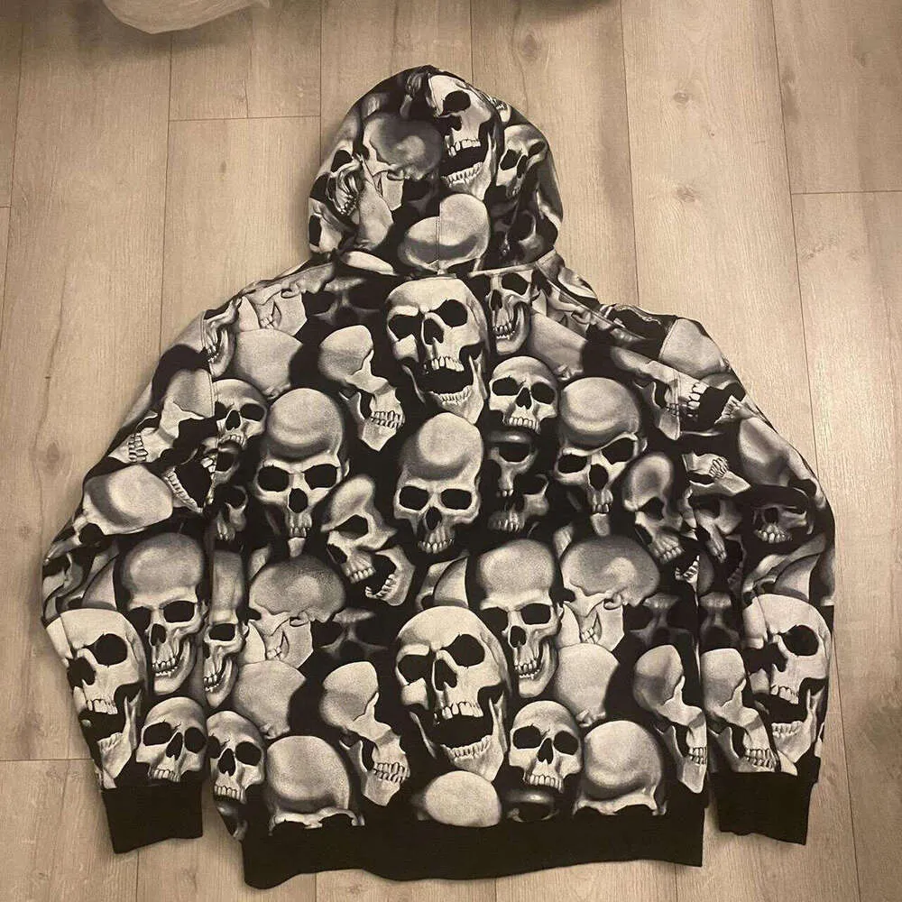 Halloween Skeleton Print Zip Hoodie For Men And Women Y2K Goth 