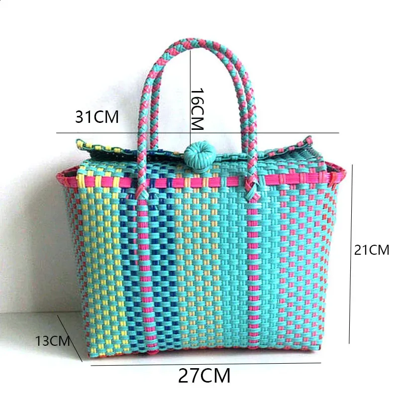 Woven plastic beach bag sale