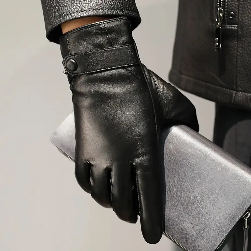 Gants En Cuir De Mouton Pour Femme – Doublure Cachemire, écran Tactile Intégré, Hiver Chaud - 4