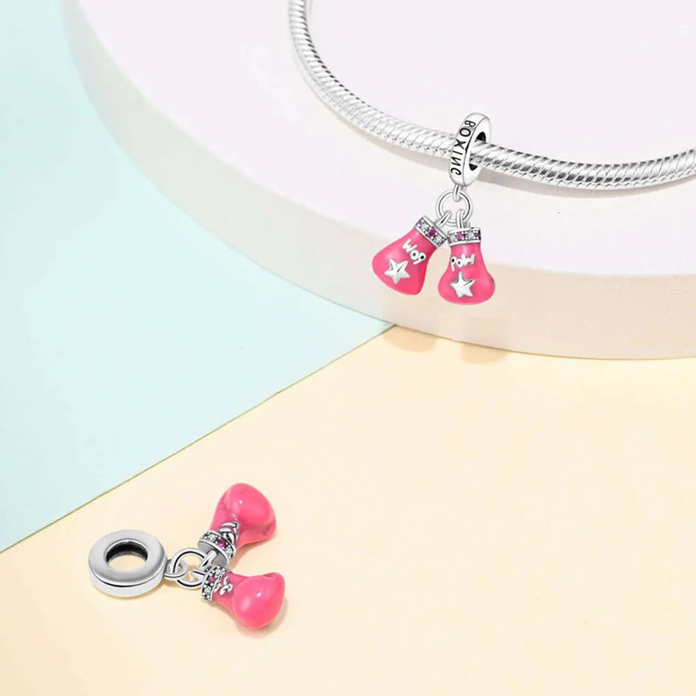 Charm pendente guanto da boxe rosa in argento sterling_voghion.com