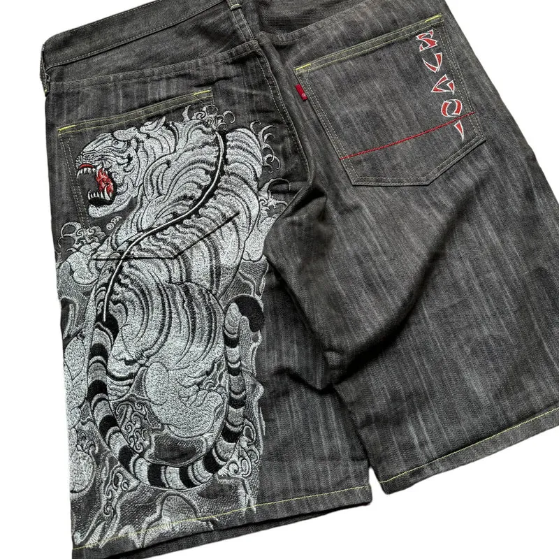 Embroidered Big Mens Denim Shorts For Men And Women Trendy, Retro 