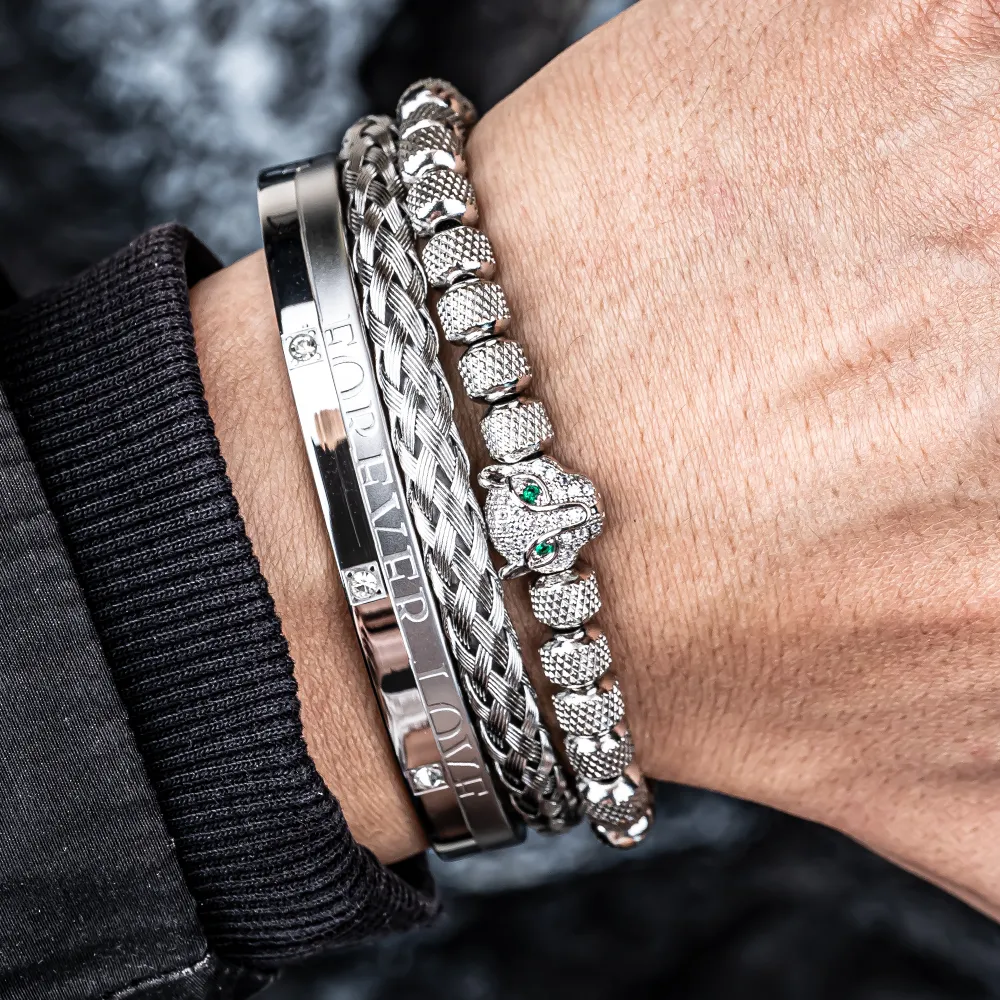 アクセサリー Bracelet Leopard micro pave CZ Leopard Head Charm Bracelet Set Micro Pave CZ Crystals