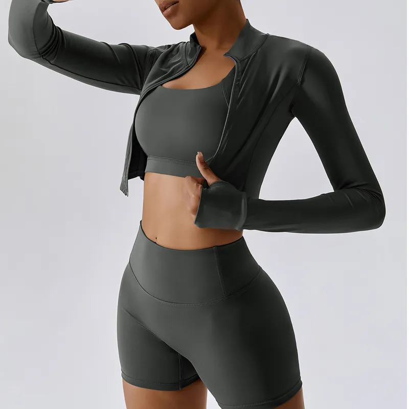 Designer Yoga Yoga Set Outfit For Women Three Piece Jacket