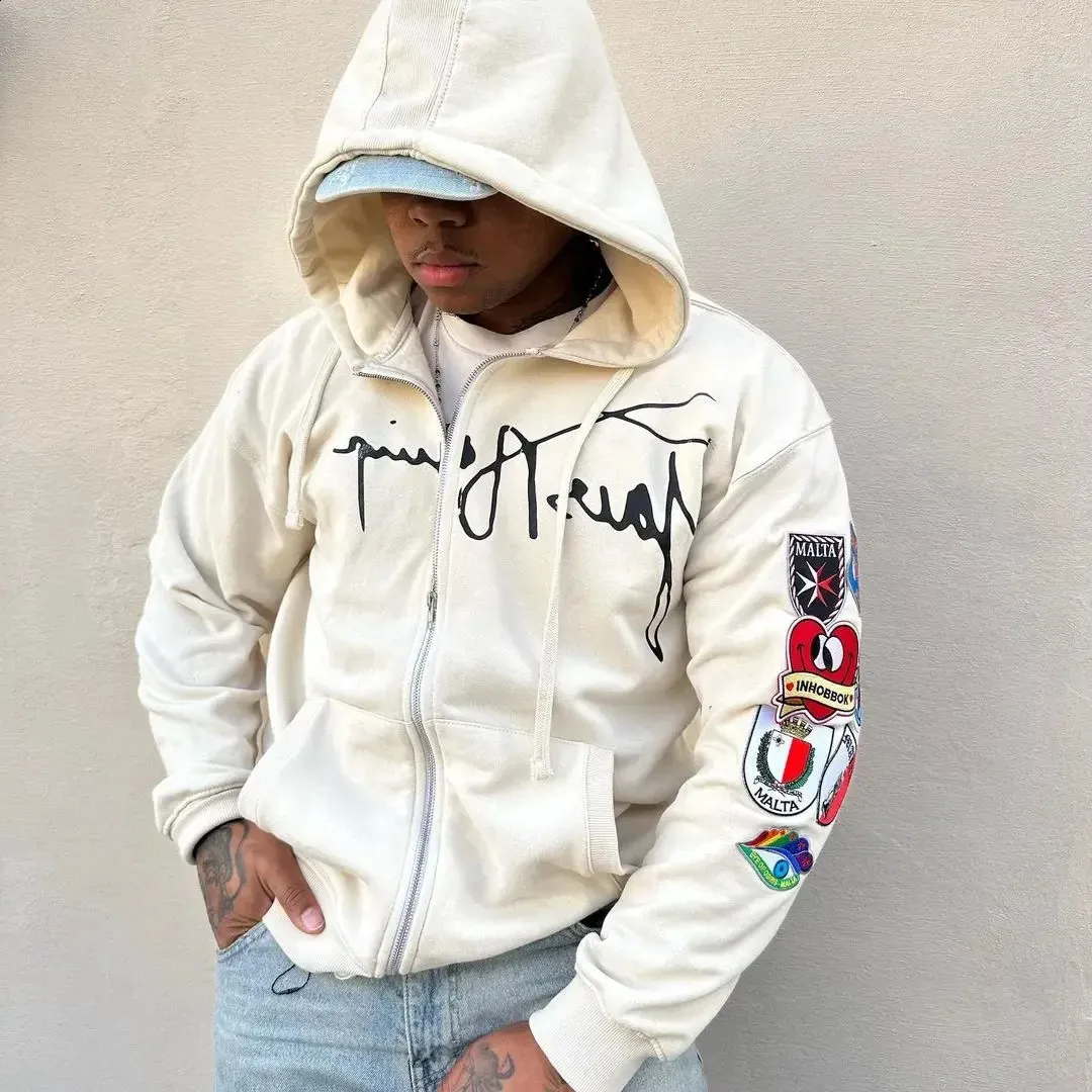 Unisex Knit Sports Hoodie, Cotton Liner, Long Sleeve, Retro Zipper
