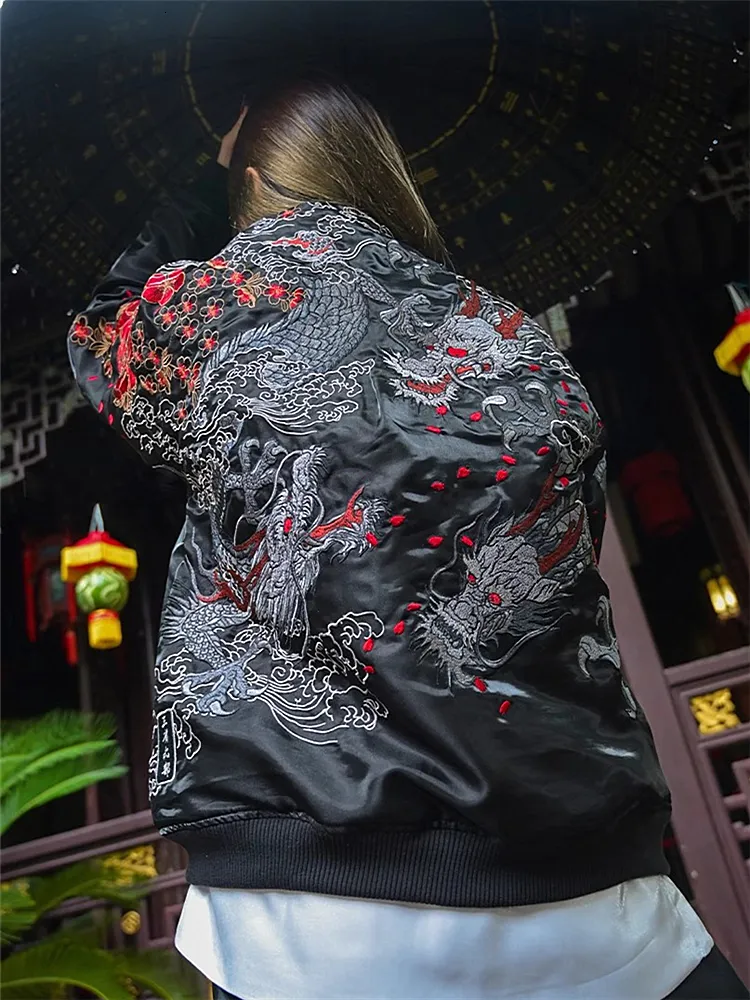 Mens Reversible Dragon Embroidered Jacket – Chinese From