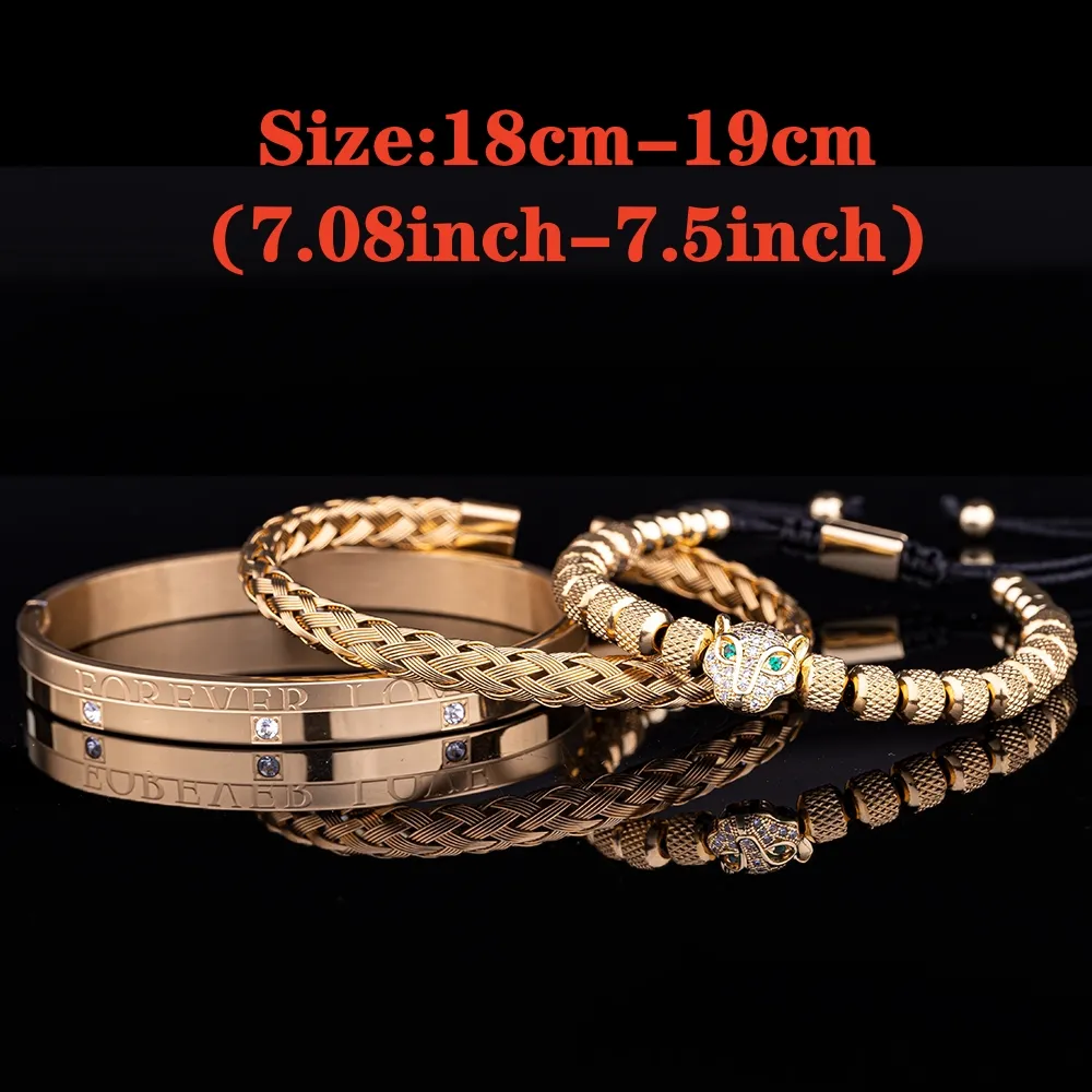 アクセサリー Bracelet Leopard micro pave CZ Leopard Head Charm Bracelet Set Micro Pave CZ Crystals